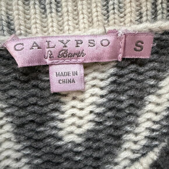 CALYPSO St. Barth 100% Cashmere Animal Print Zebra Sweater Small - Picture 8 of 9